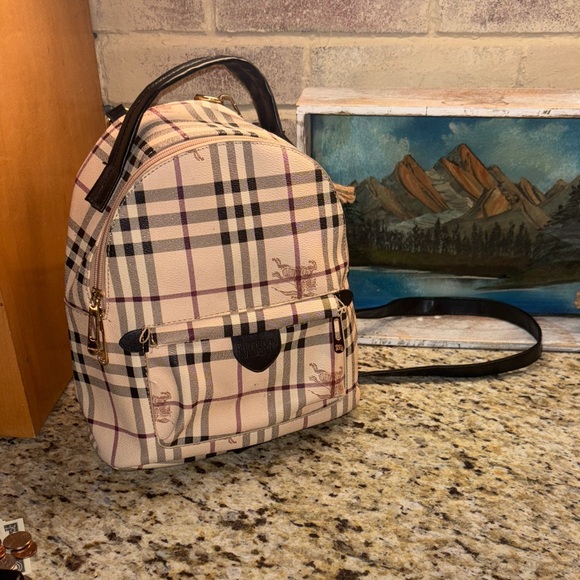 Plaid Med Backpack with Black Accents - Picture 1 of 14